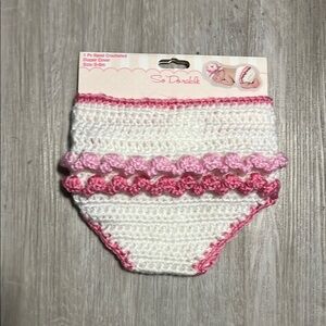 Pink and White Crocheted Diaper Cover